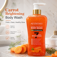 AESTHTANY Gel Douche Réparateur Éclaircissant et Nourrissant à la Carotte 7 Jours 1000ml, Lavant Corporel à la Menthe Poivrée avec Contrôle du Sébum et Exfoliation