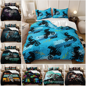 Juego de Funda de Edredón Suave con Diseño de Motocicleta Azul para Niños y Niñas, Tamaño Queen - Product Image 2