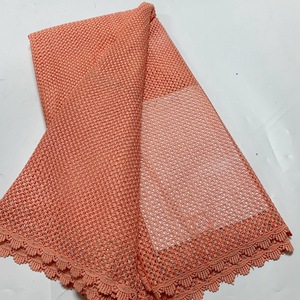 Tissu en dentelle de soie africaine de haute qualité, 5 yards, entièrement brodé ajouré, dentelle guipure pour robe de soirée femme Aso Ebi - Product Image 3