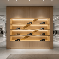 Comptoir de magasin de chaussures haut de gamme |   Meubles de présentation en bois verni sur mesure pour les marques de centres commerciaux
