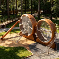 Grand équipement de jeu à thème avec structure de grimpeuse en filet et toboggan tubulaire, aire de jeux extérieure pour enfants pour écoles et parcs communautaires