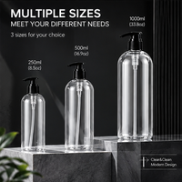 Service OEM&ODM – Nouvelle bouteille PET transparente en forme de Boston de 250, 500, 1000 ml avec pompe à lotion pour l'emballage de shampoing, gel douche et lotion