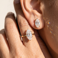 LZE69 Magnifiques boucles d'oreilles clous en argent sterling 925 plaqué or avec zircon cubique marquise 8A pour femme