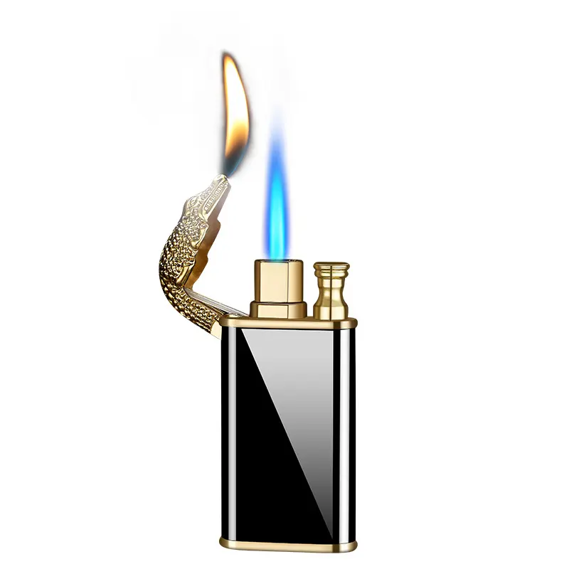 DEBANG torch lighter Dual Flame Cigarette Lighter Creative New Dragon Crocodile Design Windproof Gas Pipe Refillable Custom Logo