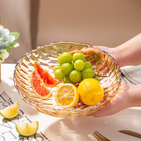 Groothandel Op Maat Gemaakte Glazen Fruitoplader Platen Glazen Kralen Amberkleurige Kom Glas Verdikte Fruitplaat Groothandel Voor Thuisgebruik