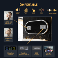 Miroir LED ovale intelligent compatible avec Alexa et Google Assistant | Anti-buée + double éclairage