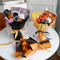 Bouquet de fleurs artificielles créatives faites à la main en forme de citrouille d'Halloween, jouet en peluche mignon et amusant, cadeau pour petite amie, décoration d'intérieur