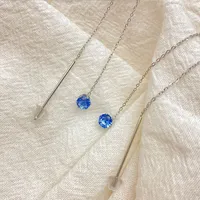 EManco Neue Damen Edelstahl PVD Verlobungs-/Büro-/Karriere-Ohrringe Blaue Zirkonia Anhänger-Ohrringe Schmuck 48-Stunden-Versand