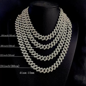 Nuevo Estilo, Cadena Rómbica Colorida de 14 mm, Joyería Hip-Hop, Chapada en Plata, Acero Inoxidable, Zirconia 5A, Collar Cubano para Hombre - Product Image 5