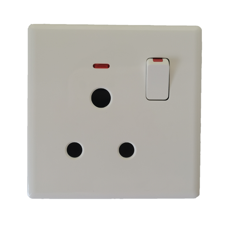 Factory Wholesale PC and Copper White Panel Switch Electrical British Standard 2 Gang Double 13A Switched Sockets Wall