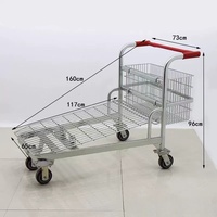 Chariot de courses robuste avec panier métallique, chariot de supermarché, chariot de rangement grande capacité