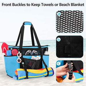 Большая сетчатая пляжная сумка на молнии - Product Image 4