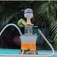 Kit Chicha Portable Mini en Verre avec Sac de Transport, Pièces en Acier Inoxydable, Tuyau Unique pour Salons de Chicha et Bars, Vente en Gros