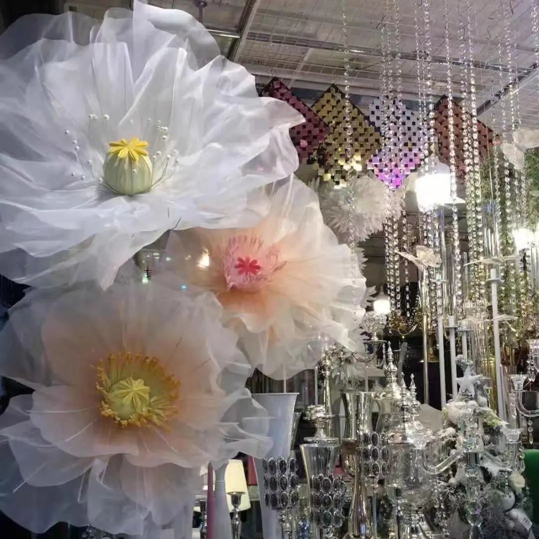 V455 순수한 흰색 전기 개폐 기계 꽃 거대한 양귀비 발렌타인 데이 장식