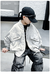 Blouson Bomber Garçon Printemps/Automne 2026 Nouveau Style Taille Moyenne à Grande Fermeture Éclair Polyester Élégant pour Enfants - Product Image 6