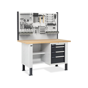 Fami Master BR ม้านั่งปรับได้ขนาดได้150ซม. พร้อมท็อปไม้4ลิ้นชักครึ่งท่อนและผนังที่มีรูพรุน - Product Image 1