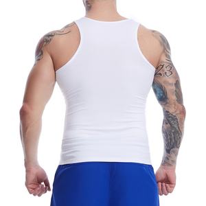 Singlet de musculation de haute qualité personnalisé en gros, débardeur de fitness côtelé en coton pour hommes - Product Image 4