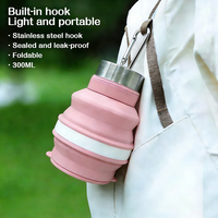 Bouteille d'Eau Pliable en Silicone Portable de 300 ml, Sans BPA, Anti-Fuite, Peu Encombrante, Idéale pour le Camping, les Voyages, l'École et les Enfants