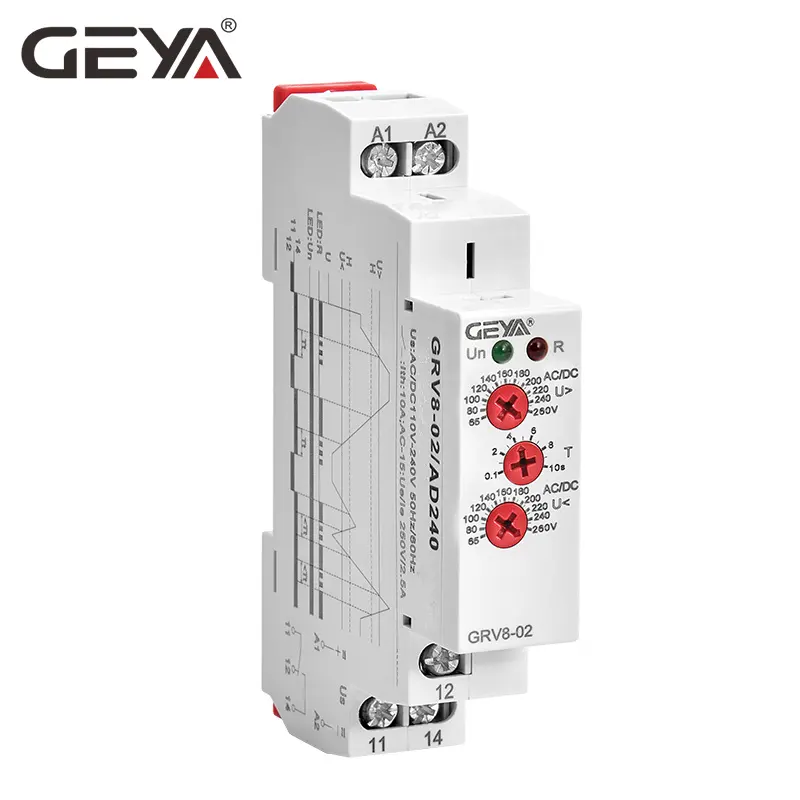 Relé de voltagem geya GRV8-02 d12 dc12v, temporizador de monitoramento