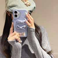Coque de téléphone en plastique scintillante pour filles, avec nœud, antichoc et mignonne, pour iPhone 17 16 Pro Max – Vente en gros