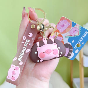 2025 mignon pain cochon porte-clés sac à dos cochon voiture porte-clés Couple petit pendentif porte-clés Sublimation caoutchouc porte-clés - Product Image 6