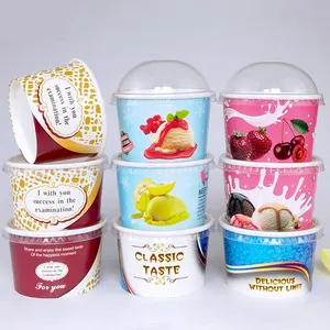 アイスクリームカップアイスクリームパッケージボウルコールドデザートパッキング4オンス使い捨て中国工場供給デザイン