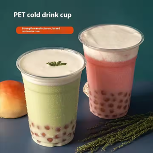 2025 entrega rápida vasos de plástico personalizados de 98mm productos tapas transparentes de 500ml para bebidas frías café batido Boba Bubble Tea Juice - Product Image 5