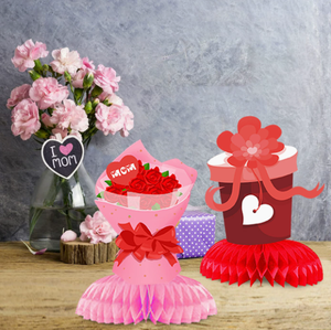 DAMAI I Love Mother's Day Centre de Table Thème Fête des Mères Décoration de Fête pour la Saint-Valentin - Ornements Cœur Fleur Nid d'Abeille Boule - Product Image 3