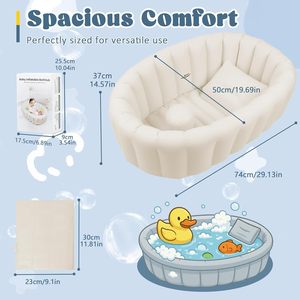 <span class=keywords><strong>Bañera</strong></span> Inflable de PVC para Bebés, Plegable y Portátil, <span class=keywords><strong>con</strong></span> Orificio de Drenaje, para Bebés de 0 a 24 Meses (Blanca) - Product Image 6