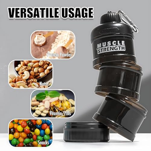 Boîte à poudre protéinée portable en plastique sans BPA à 3 couches avec logo personnalisé et porte-clés – Nouveau produit - Product Image 2