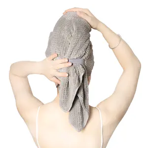 Shower spa head wrap hair drying hat turban microfiber terry dry hair towel Soft Waffle Microfiber Dry Wrap Hair Turban Towel