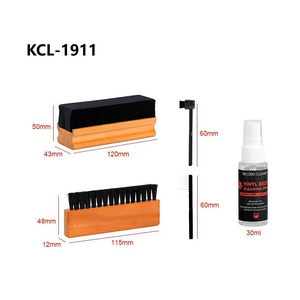 Juego de cepillos de limpieza de discos de vinilo con mango de madera personalizado de fábrica, cabezal de espuma de terciopelo antiestático para tocadiscos LP - Product Image 1