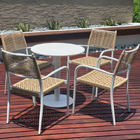 Ensemble table et chaises d'extérieur en aluminium blanc mobile pour balcons, jardins, villas, cafés en plein air - 4 places, minimaliste et moderne