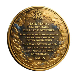 Pièce de collection commémorative en métal sur le thème de la Prière de Marie, texte de prière catholique, objet d'artisanat, souvenir de collection - Product Image 3
