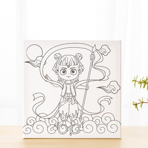 Set Pittura Fai-da-te per Bambini: Telaio in Legno 30x30 cm con Tessuto, Colori a Olio/Acquerello, Lavagna da <span class=keywords><strong>Disegno</strong></span> Cartoni Animati per Attività Manuali - Product Image 5