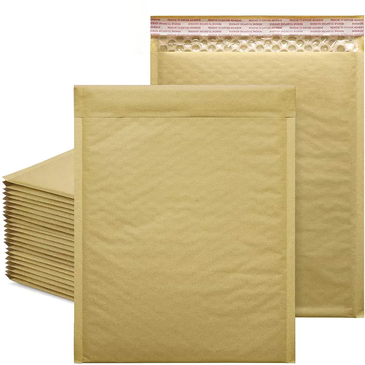 Toptan kraft kağıt hava kabarcığı zarf postaları nakliye biyobozunur kağıt kurye çantaları için yastıklı posta çantaları