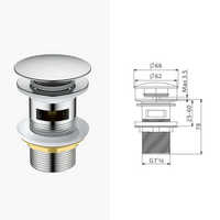 Accesorio para grifo de/4 ", tubo de lavabo, botón de drenaje emergente, tapón para fregadero de baño, escurridor, tapón para residuos de sifón con orificio