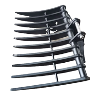 Râteau d'excavatrice 9 dents réglable, accessoire pour CX10 CX15, pour l'agriculture, le défrichement et les machines de construction