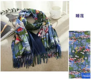 The cashmere look scarf digital print viscose soft custom printing women famous painting