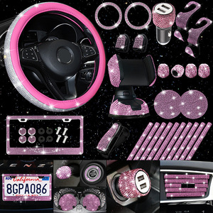 27pcs <span class=keywords><strong>Set</strong></span> Aksesoris Mobil Diamond Bling Sarung Setir, Sarung Tuas Persneling, Sarung Rem Tangan, Bantalan Sandaran Tangan, Charger Rush <span class=keywords><strong>Hilux</strong></span> Rav4 - Product Image 2