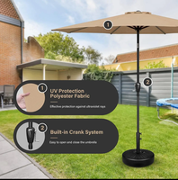 Parasol de table en acier pour patio extérieur, protection UV, étanche, avec bouton poussoir et manivelle inclinable, personnalisable pour jardin, plage, vente par correspondance