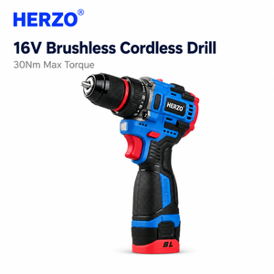 Perceuse <span class=keywords><strong>sans</strong></span> <span class=keywords><strong>fil</strong></span> HERZO 16V <span class=keywords><strong>sans</strong></span> balais 30Nm 10mm à vitesse variable, <span class=keywords><strong>visseuse</strong></span> électrique rechargeable avec lumière LED OEM - Product Image 1