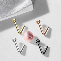 Bijoux en acier chirurgical vente chaude anneaux de nez or goujon plaine boule haut nez Piercing mode bijoux de corps pour femmes hommes
