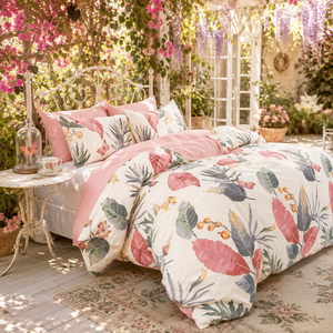 EU Dropshipping Blush Garden <b>Bed</b> Linen Set 3pcs Soft Cotton Butterfly Floral Quilt <b>Cover</b> Poland Hub for Feminine Retreat - Product Image 5