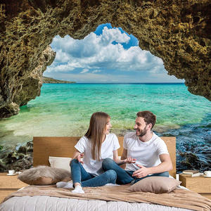 Tapiz de cueva marina para colgar en la pared, 52x60 pulgadas, paisaje natural, Isla de <span class=keywords><strong>playa</strong></span>, Gran Ola Azul <span class=keywords><strong>del</strong></span> océano, tapices escénicos para dormitorio - Product Image 4