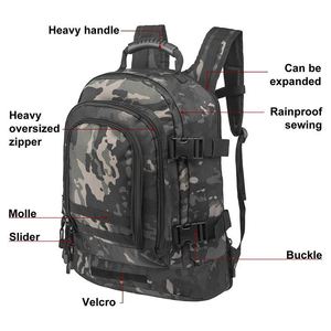 Vente en gros de sac à dos d'assaut tactique en nylon OTB-C01 grande capacité logo personnalisé BSCI échantillon gratuit fermeture à glissière doublure en polyester - Product Image 3