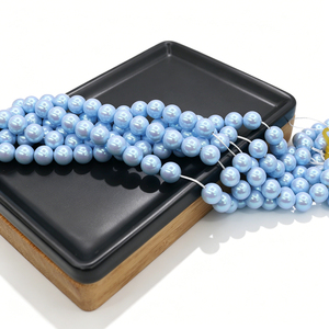 Perle di Vetro Blu Aurora Effetto Sirena, Perle Rotonde ad Alta Lucentezza per Gioielli Boho Marini Impilabili e Maximalistici - Product Image 4