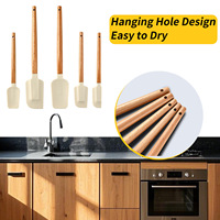 Spatule de pâtisserie professionnelle en silicone avec manche en bois, résistante aux hautes températures, pour crème et gâteaux, lavable au lave-vaisselle, usage domestique
