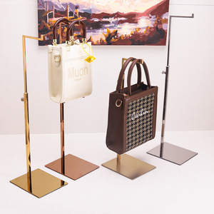 Expositor de <span class=keywords><strong>bolsos</strong></span> de acero inoxidable personalizado, soporte ajustable para <span class=keywords><strong>bolsos</strong></span> de mano, exhibidor de carteras, soporte de mesa para <span class=keywords><strong>bolsos</strong></span>. - Product Image 5