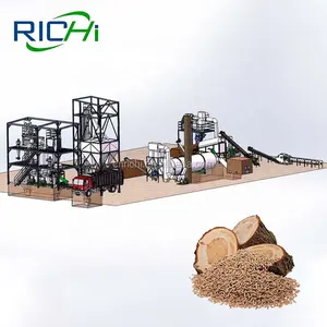 RICHI 1-2 T/H jalur produksi mesin pelet kayu bahan bakar untuk dijual